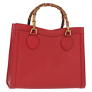 GUCCI Bamboo Hand Bag Leather Red Gold 002 0260 2615 Auth ep12137-1