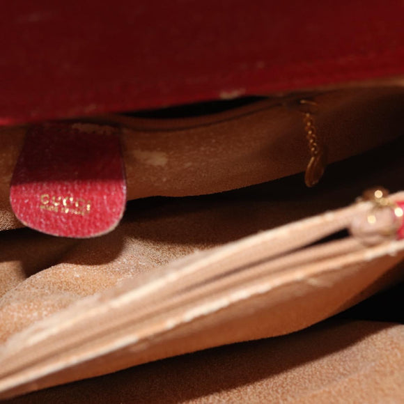 GUCCI Bamboo Hand Bag Leather Red Gold 002 0260 2615 Auth ep12137