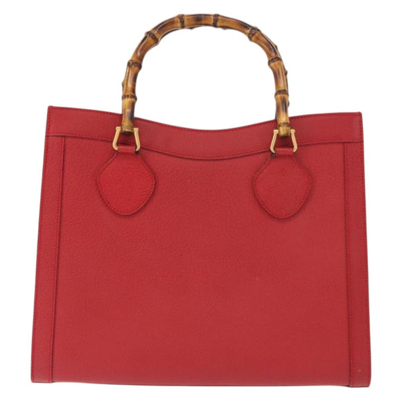 GUCCI Bamboo Hand Bag Leather Red Gold 002 0260 2615 Auth ep12137