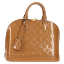 LOUIS VUITTON Monogram Vernis Alma PM Hand Bag Beige Poodle M91751 Auth ep12145A-1