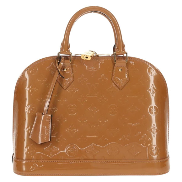LOUIS VUITTON Monogram Vernis Alma PM Hand Bag Beige Poodle M91751 Auth ep12145A