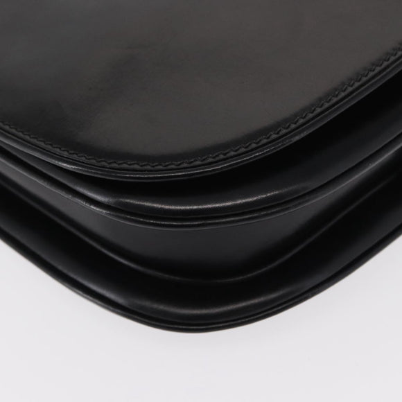 GUCCI Shoulder Bag Leather Black Gold Auth ep12147