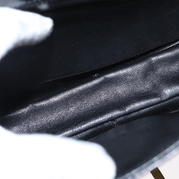 GUCCI Shoulder Bag Leather Black Gold Auth ep12147