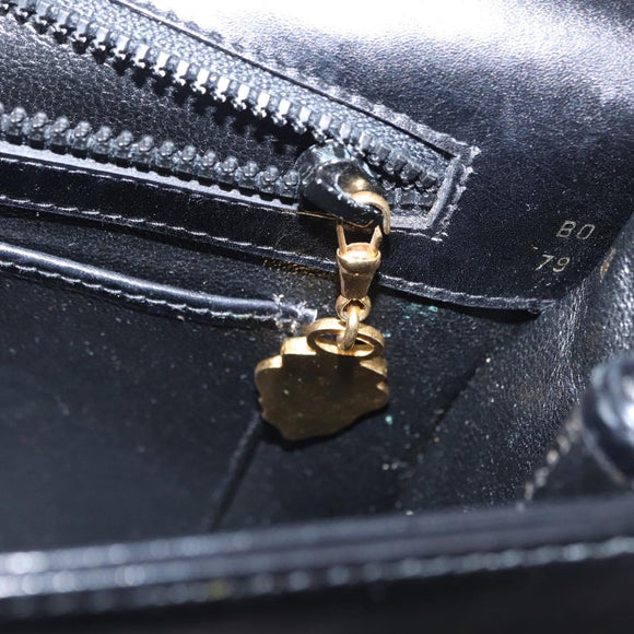 GUCCI Shoulder Bag Leather Black Gold Auth ep12147