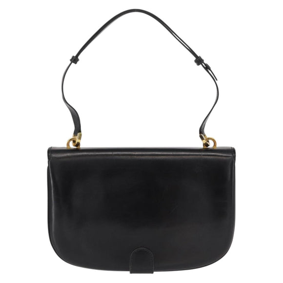 GUCCI Shoulder Bag Leather Black Gold Auth ep12147