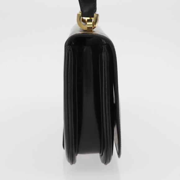 GUCCI Shoulder Bag Leather Black Gold Auth ep12147