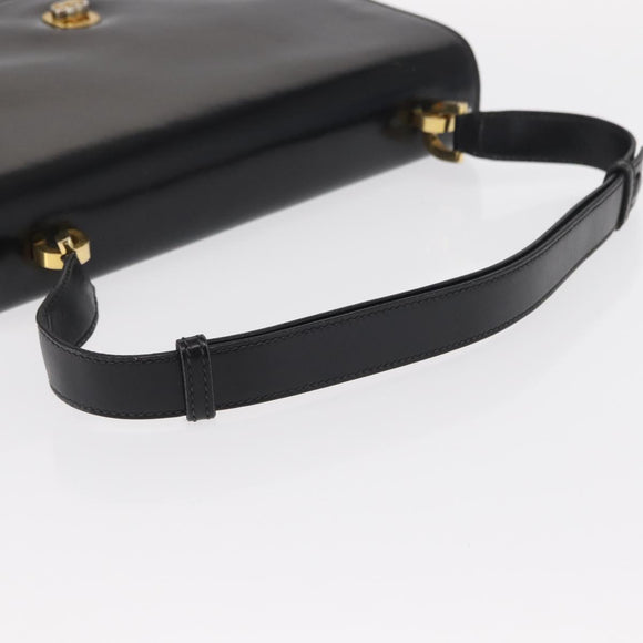 GUCCI Shoulder Bag Leather Black Gold Auth ep12147