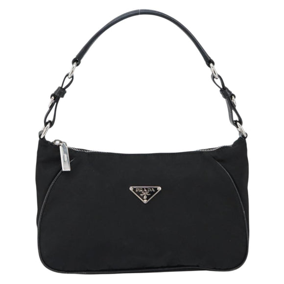 PRADA Hand Bag Nylon Black Silver Auth ep12152