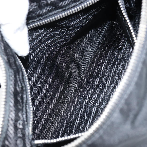 PRADA Hand Bag Nylon Black Silver Auth ep12152