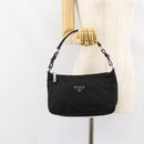 PRADA Hand Bag Nylon Black Silver Auth ep12152-23