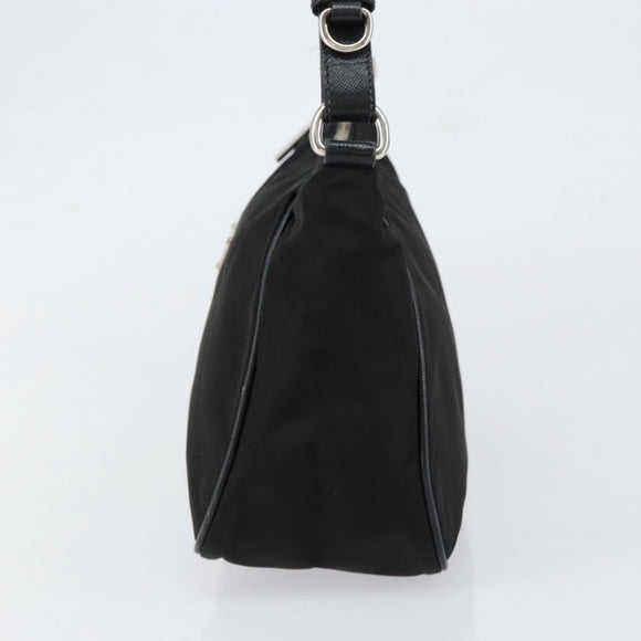 PRADA Hand Bag Nylon Black Silver Auth ep12152