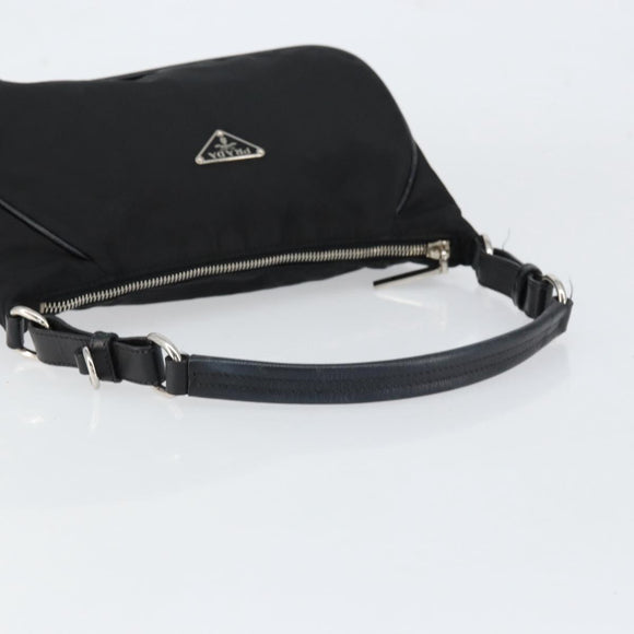 PRADA Hand Bag Nylon Black Silver Auth ep12152