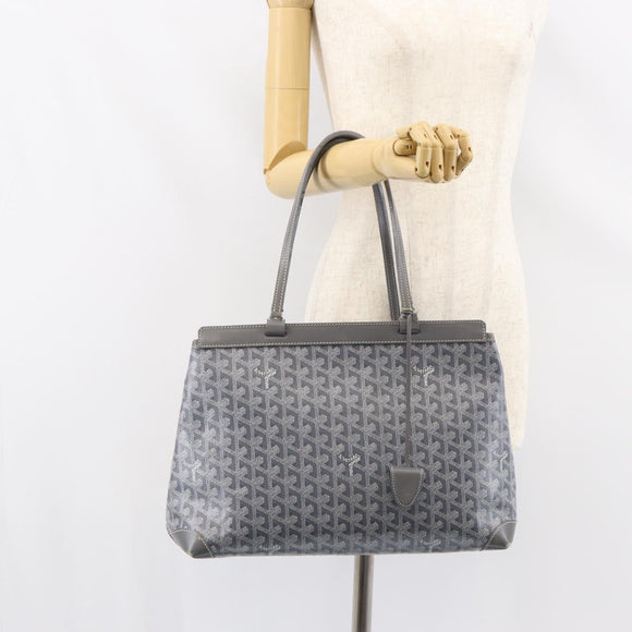 GOYARD Herringbone Belcious PM Tote Bag PVC Leather Gray Auth ep12155