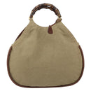 GUCCI Bamboo Hand Bag Canvas Beige 109129 Auth ep12156-2