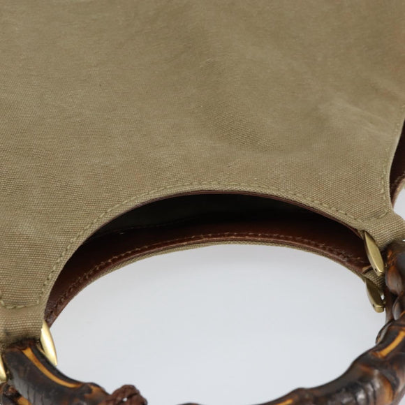 GUCCI Bamboo Hand Bag Canvas Beige 109129 Auth ep12156