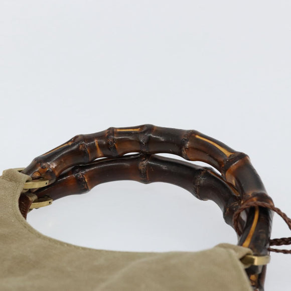 GUCCI Bamboo Hand Bag Canvas Beige 109129 Auth ep12156