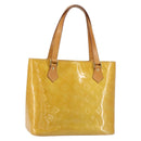 LOUIS VUITTON Monogram Vernis Houston Hand Bag Beige M91004 LV Auth ep12158-1
