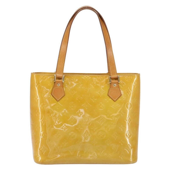 LOUIS VUITTON Monogram Vernis Houston Hand Bag Beige M91004 LV Auth ep12158