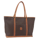 CELINE Macadam Canvas Tote Bag PVC Leather Brown Gold Auth ep12161-1