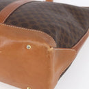 CELINE Macadam Canvas Tote Bag PVC Leather Brown Gold Auth ep12161-10