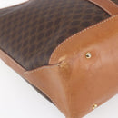 CELINE Macadam Canvas Tote Bag PVC Leather Brown Gold Auth ep12161-11
