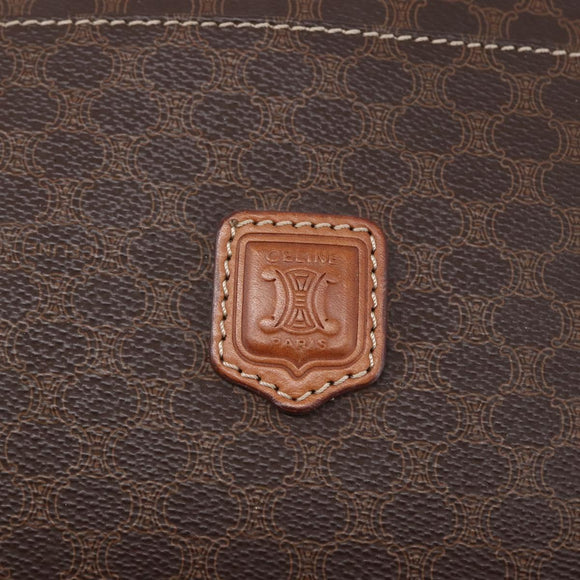 CELINE Macadam Canvas Tote Bag PVC Leather Brown Gold Auth ep12161