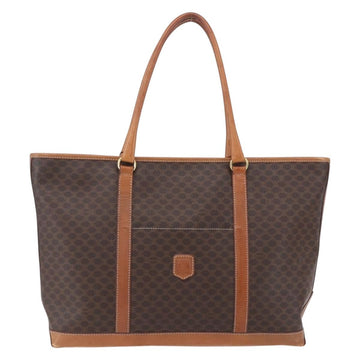 CELINE Macadam Canvas Tote Bag PVC Leather Brown Gold Auth ep12161 - 0