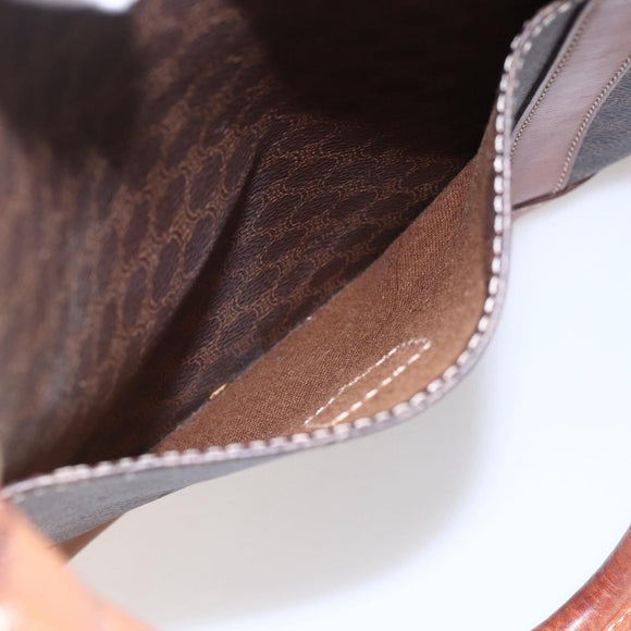 CELINE Macadam Canvas Tote Bag PVC Leather Brown Gold Auth ep12161