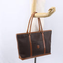 CELINE Macadam Canvas Tote Bag PVC Leather Brown Gold Auth ep12161-24
