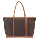 CELINE Macadam Canvas Tote Bag PVC Leather Brown Gold Auth ep12161-3