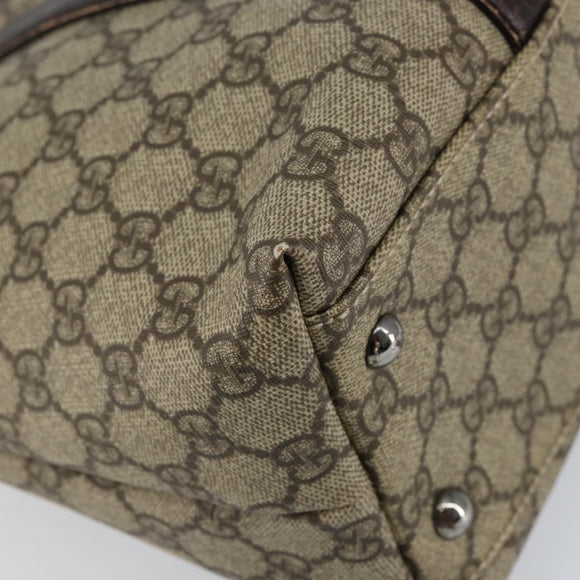 GUCCI GG Supreme Tote Bag PVC Beige Silver 114595 Auth ep12164