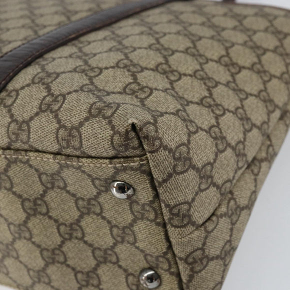 GUCCI GG Supreme Tote Bag PVC Beige Silver 114595 Auth ep12164