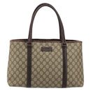 GUCCI GG Supreme Tote Bag PVC Beige Silver 114595 Auth ep12164-13