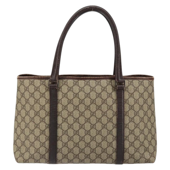 GUCCI GG Supreme Tote Bag PVC Beige Silver 114595 Auth ep12164