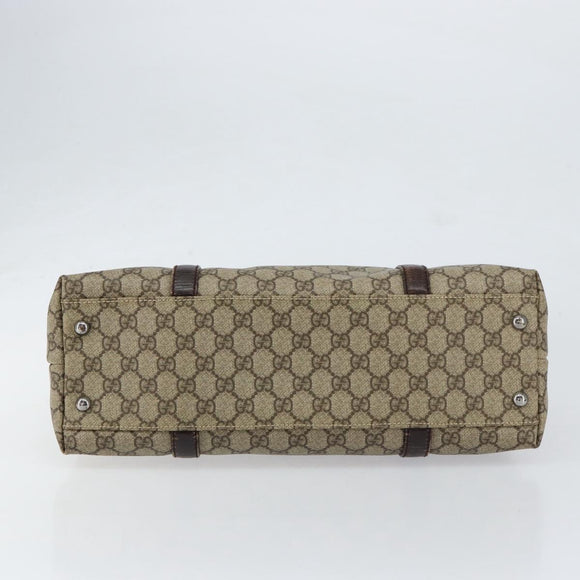 GUCCI GG Supreme Tote Bag PVC Beige Silver 114595 Auth ep12164
