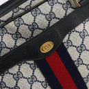 GUCCI GG Supreme Sherry Line Hand Bag PVC Navy Red 378 002 4466 Auth ep12166-17