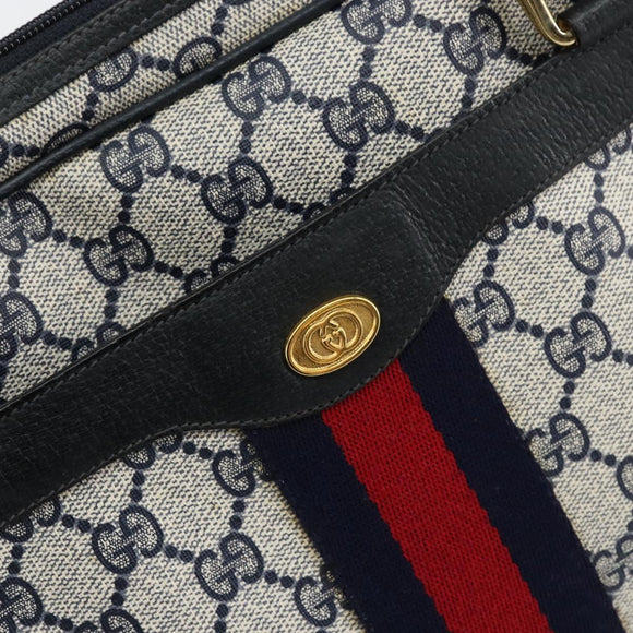 GUCCI GG Supreme Sherry Line Hand Bag PVC Navy Red 378 002 4466 Auth ep12166
