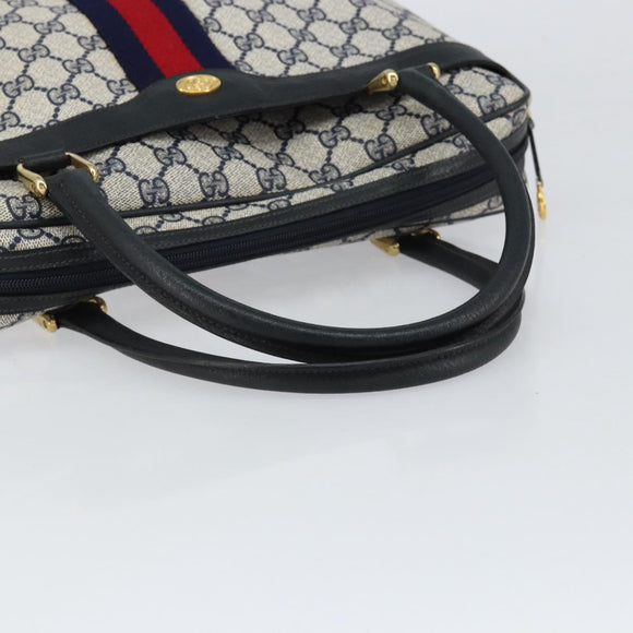 GUCCI GG Supreme Sherry Line Hand Bag PVC Navy Red 378 002 4466 Auth ep12166