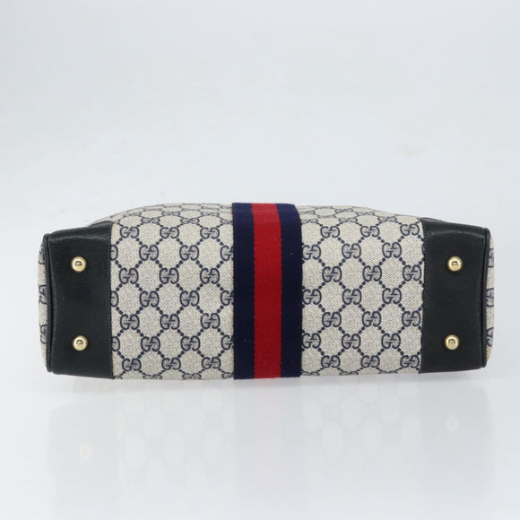 GUCCI GG Supreme Sherry Line Hand Bag PVC Navy Red 378 002 4466 Auth ep12166