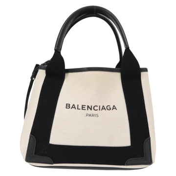 BALENCIAGA Navy Cabas XS Hand Bag Leather 2way White Silver 390346 Auth ep12167 - 0