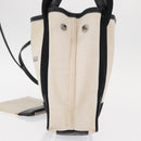 BALENCIAGA Navy Cabas XS Hand Bag Leather 2way White Silver 390346 Auth ep12167-4