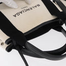 BALENCIAGA Navy Cabas XS Hand Bag Leather 2way White Silver 390346 Auth ep12167-6