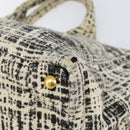 PRADA Canapa MM Hand Bag Tweed White Gold Auth ep12170-10