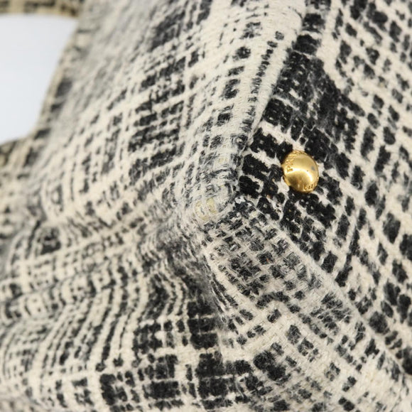 PRADA Canapa MM Hand Bag Tweed White Gold Auth ep12170