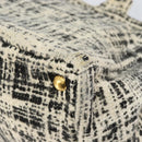 PRADA Canapa MM Hand Bag Tweed White Gold Auth ep12170-12