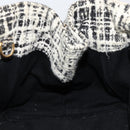PRADA Canapa MM Hand Bag Tweed White Gold Auth ep12170-17