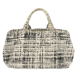 PRADA Canapa MM Hand Bag Tweed White Gold Auth ep12170 - 0