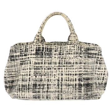 PRADA Canapa MM Hand Bag Tweed White Gold Auth ep12170 - 0