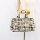 PRADA Canapa MM Hand Bag Tweed White Gold Auth ep12170-23