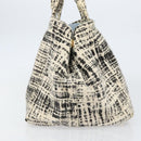 PRADA Canapa MM Hand Bag Tweed White Gold Auth ep12170-5